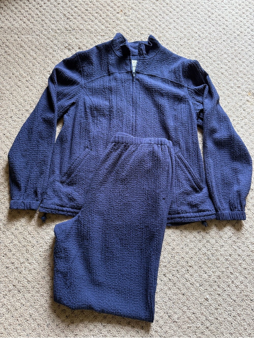 Orvis Textured/Crepe Leisure Navy Set Jacket and Pants Size M